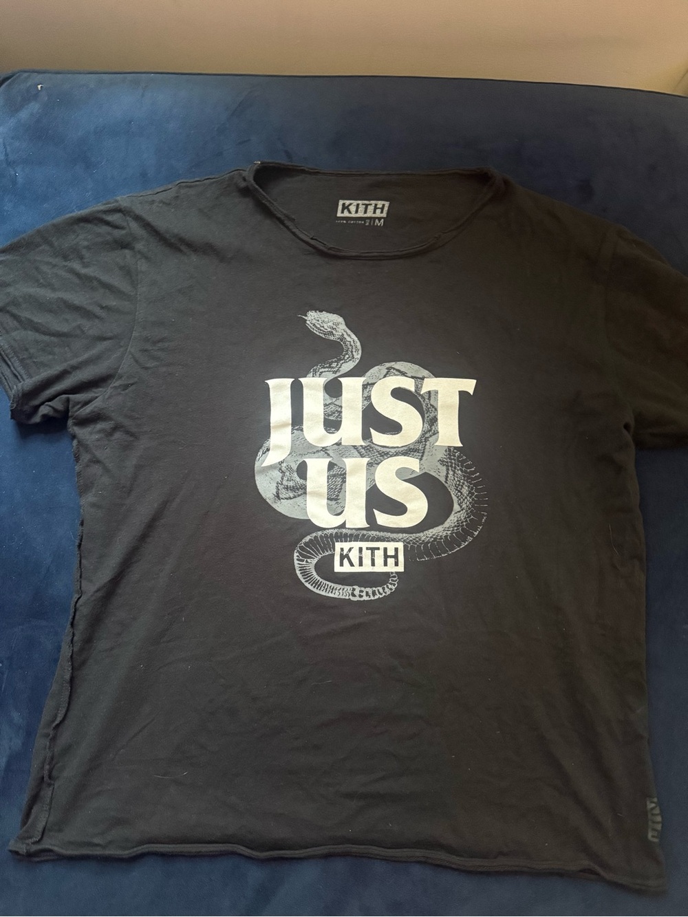 Kith Black Tee with White 'Just Us' Snake Graphic